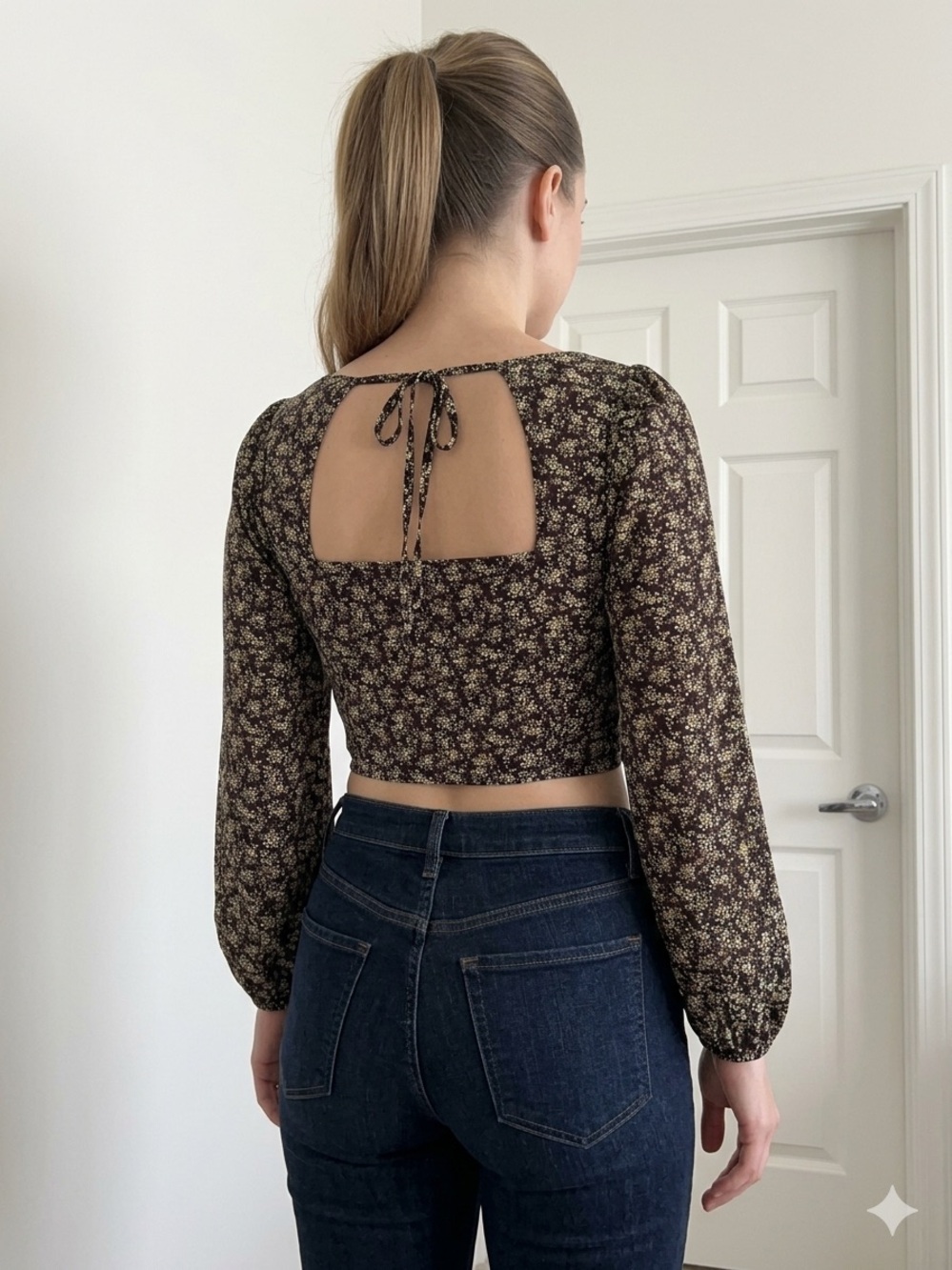 Levi's Black Floral Square-Neck Long-Sleeve Blouse